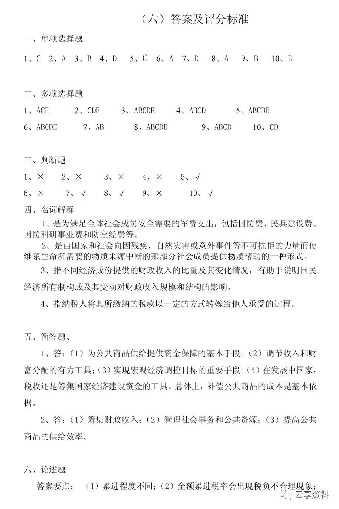 财政学往年期末试卷整理-第32张图片-四季读书网