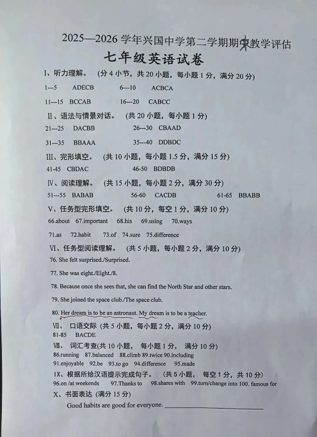 七年级下期末英语试卷(冀教版新)-第5张图片-四季读书网