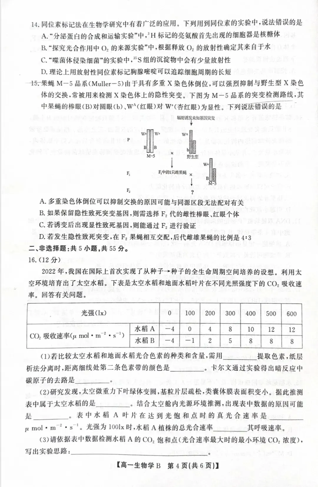 2026年春学期高一期末试卷(必修一到必修二第5章)-第4张图片-四季读书网