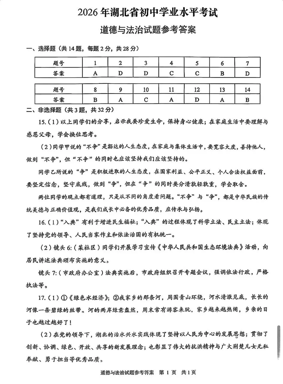 2026年湖北省中考试卷各科真题-第7张图片-四季读书网