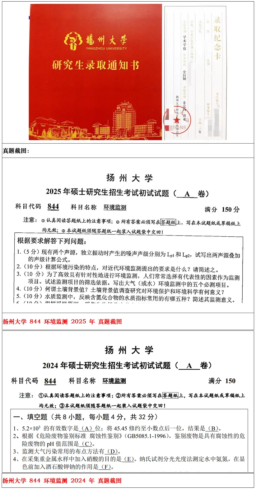 扬州大学2027考研真题资料 | 扬州大学环境科学与工程考研844环境监测真题答案笔记题库|持续更新中……-第22张图片-四季读书网