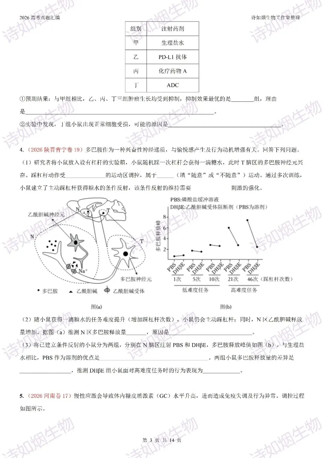 2026高考生物真题汇编----选择性必修一非选择题部分(上)-第3张图片-四季读书网