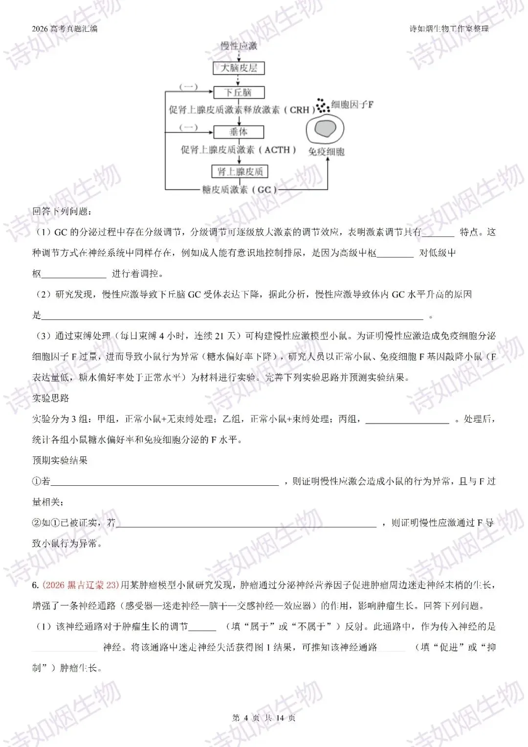 2026高考生物真题汇编----选择性必修一非选择题部分(上)-第4张图片-四季读书网