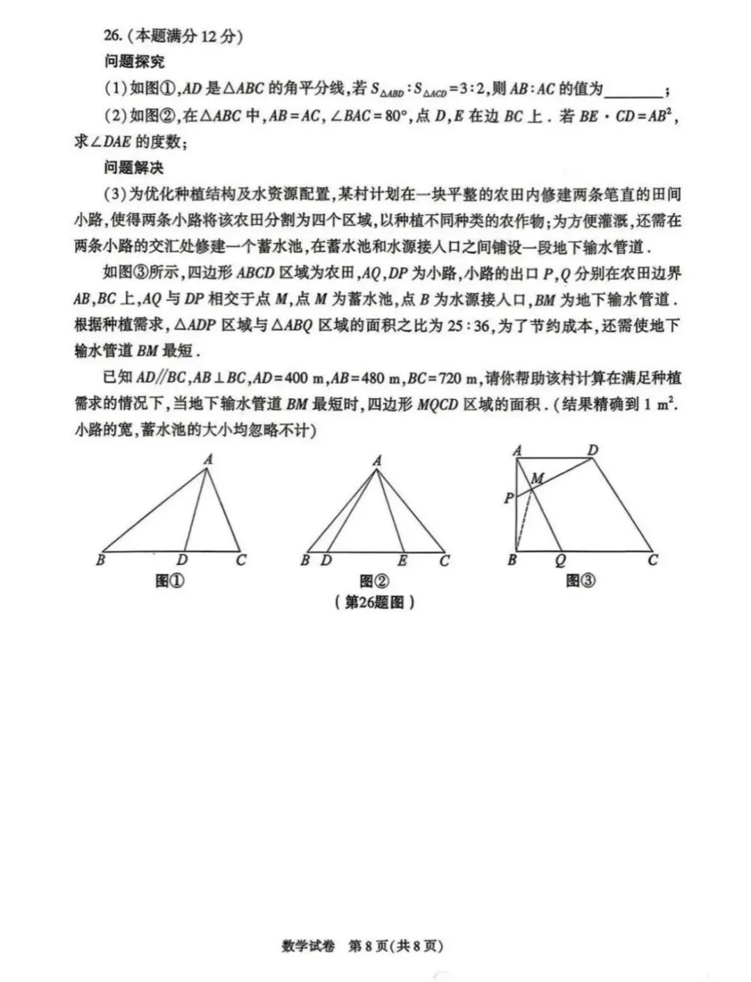 2026年陕西省初中学业水平考试数学试卷-第8张图片-四季读书网