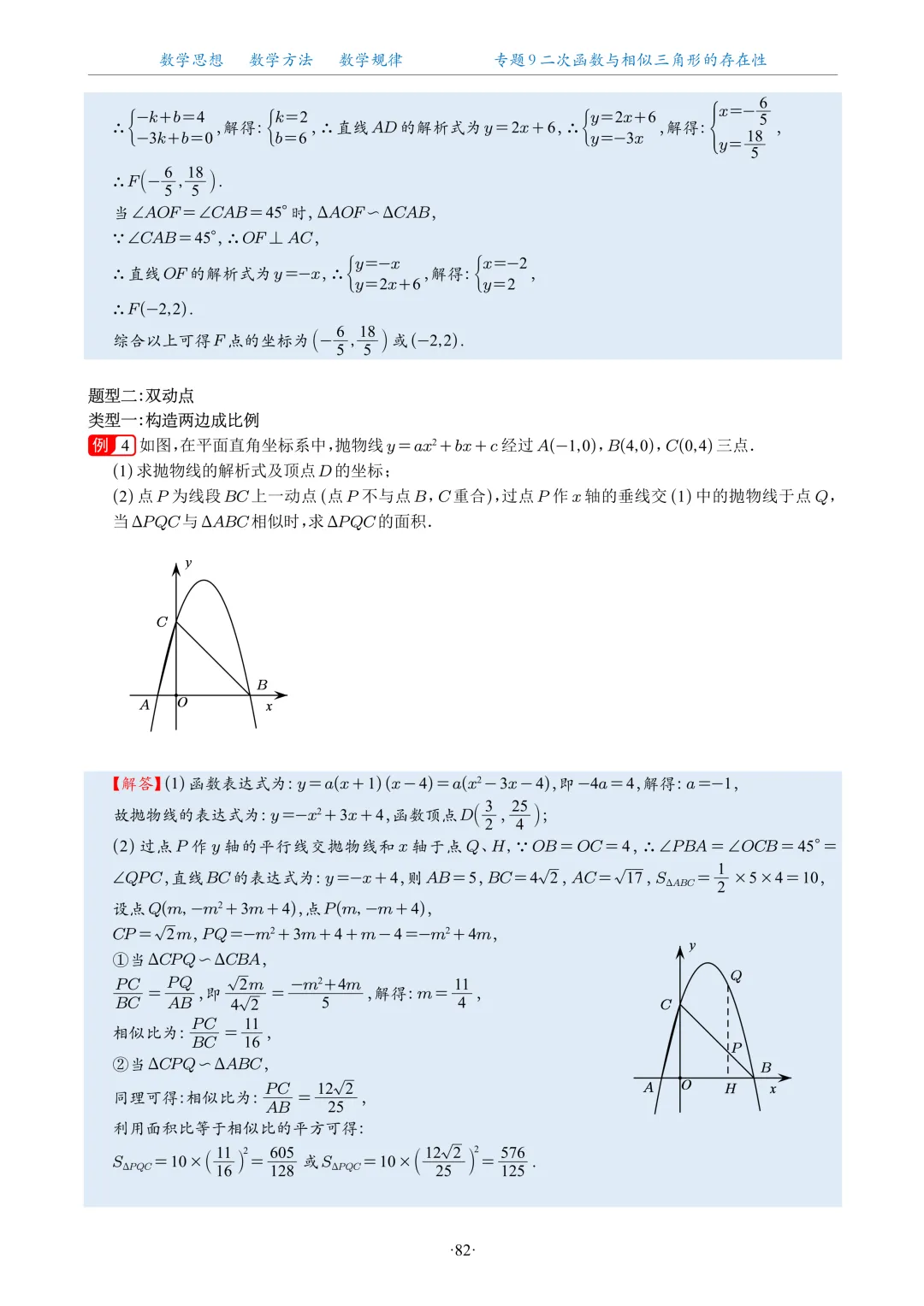 专题学习 | 中考数学:二次函数与相似三角形的存在性(题目+解析)-第5张图片-四季读书网