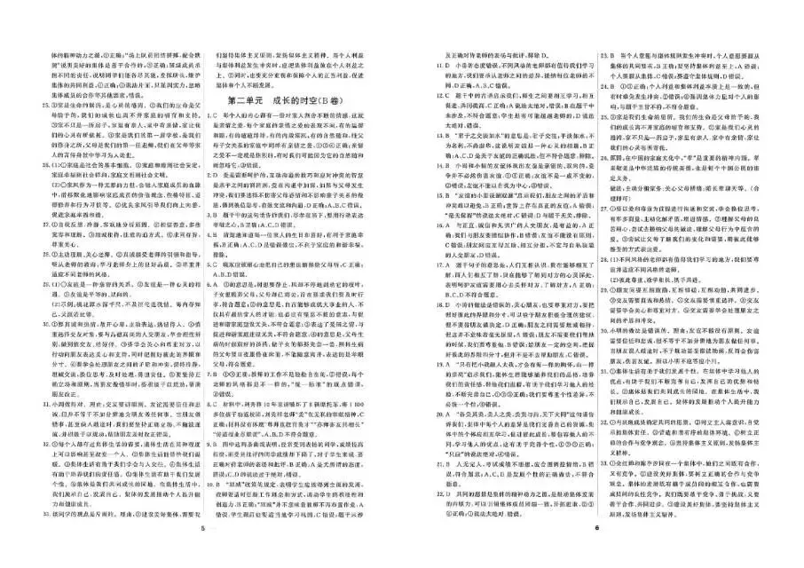 26秋一飞冲天 七上 道德与法治 部分试卷与全部答案-第29张图片-四季读书网