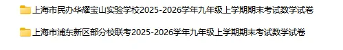 2025-2026学年上海初高中数学试卷汇总(1970份)-第31张图片-四季读书网