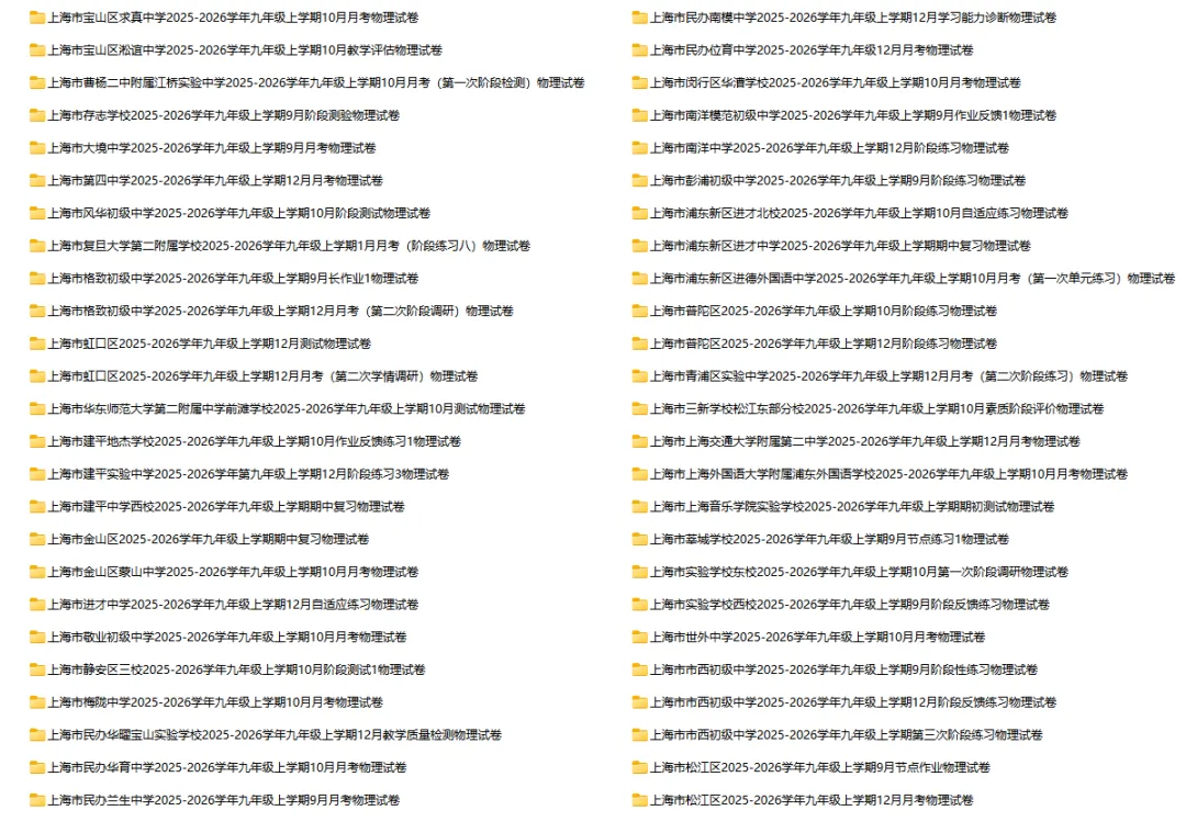 2025-2026学年上海初高中物理试卷汇总(727份)-第8张图片-四季读书网