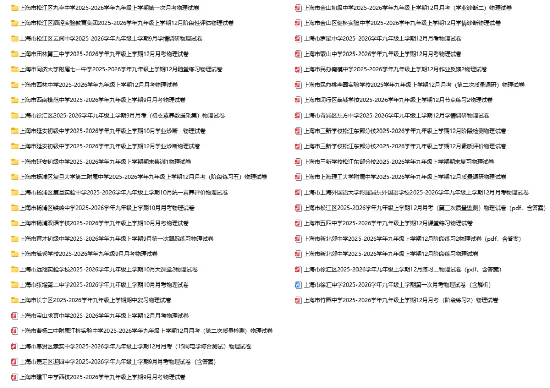 2025-2026学年上海初高中物理试卷汇总(727份)-第9张图片-四季读书网