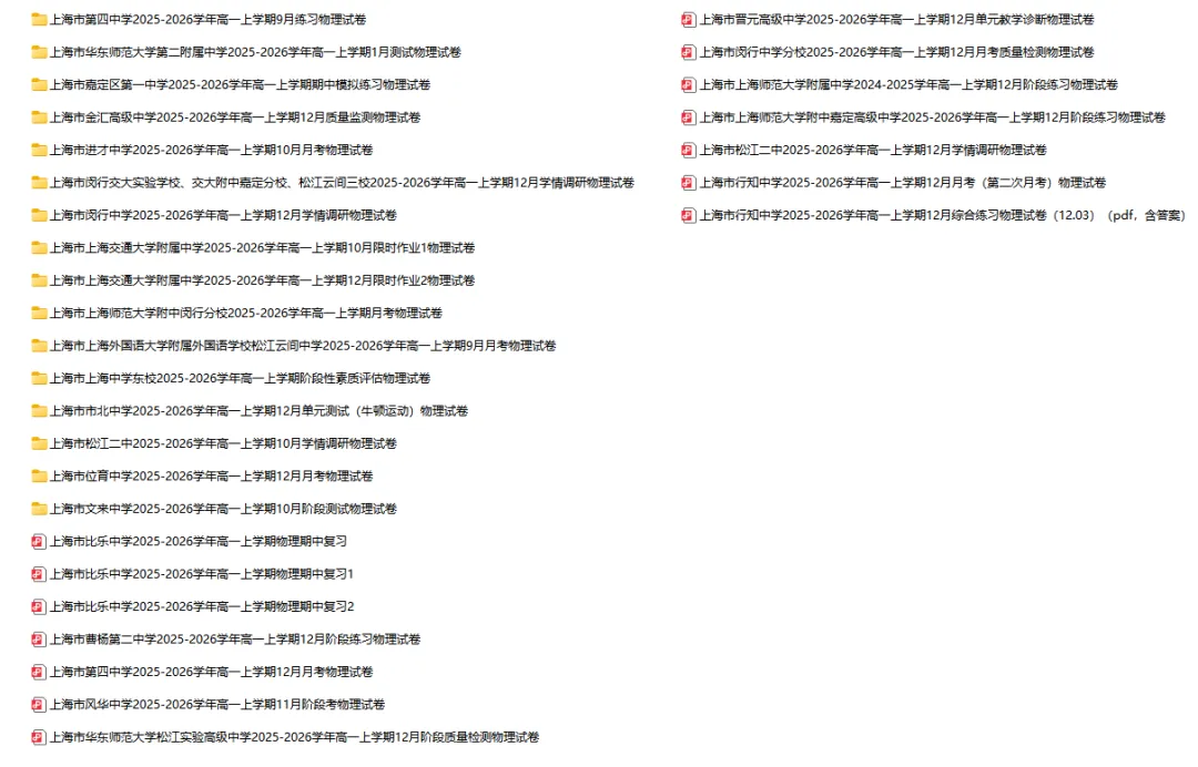 2025-2026学年上海初高中物理试卷汇总(727份)-第17张图片-四季读书网