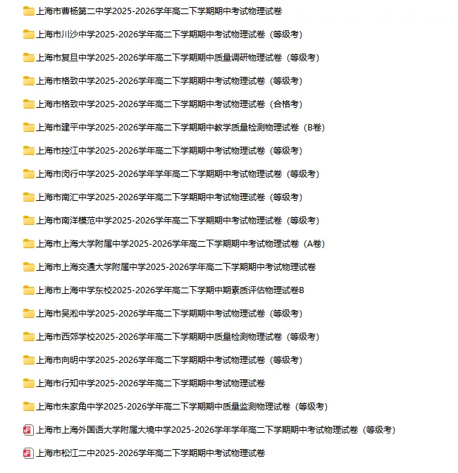 2025-2026学年上海初高中物理试卷汇总(727份)-第28张图片-四季读书网