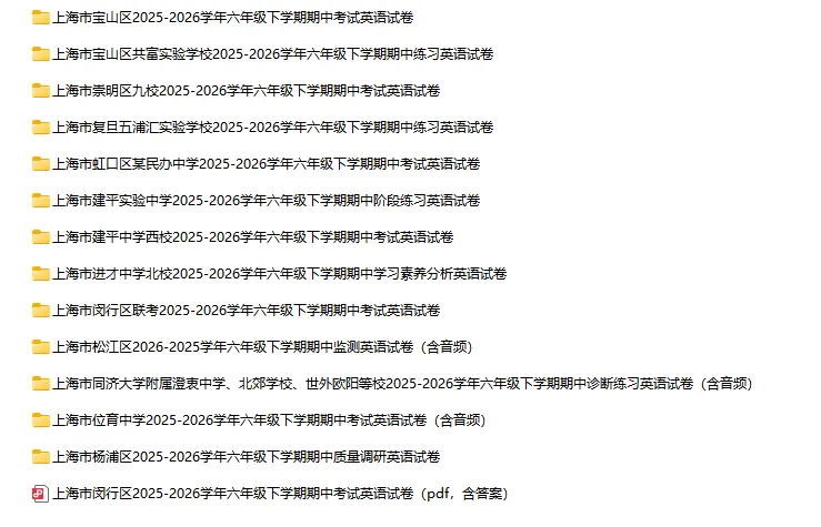2025-2026学年上海初高中英语试卷汇总(1143份)-第5张图片-四季读书网 2025-2026学年上海初高中英语试卷汇总(1143份)-第5张图片-四季读书网