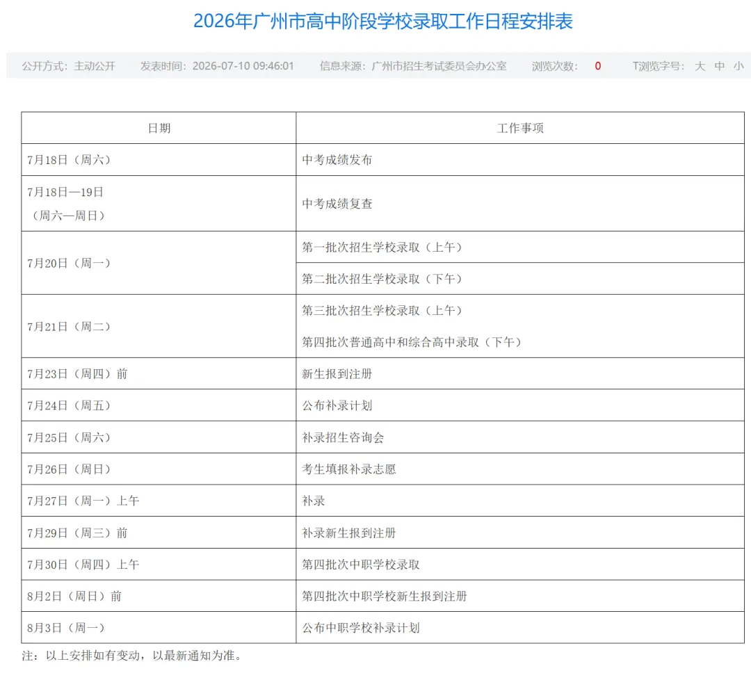 广州家长注意!2026年广州中考7月18日开始查分!-第3张图片-四季读书网