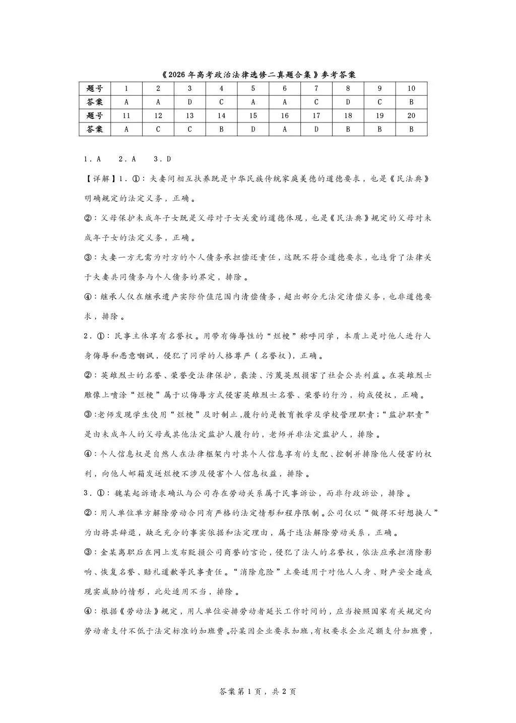 所有26年高考政治法律真题大合集-第7张图片-四季读书网 所有26年高考政治法律真题大合集-第7张图片-四季读书网
