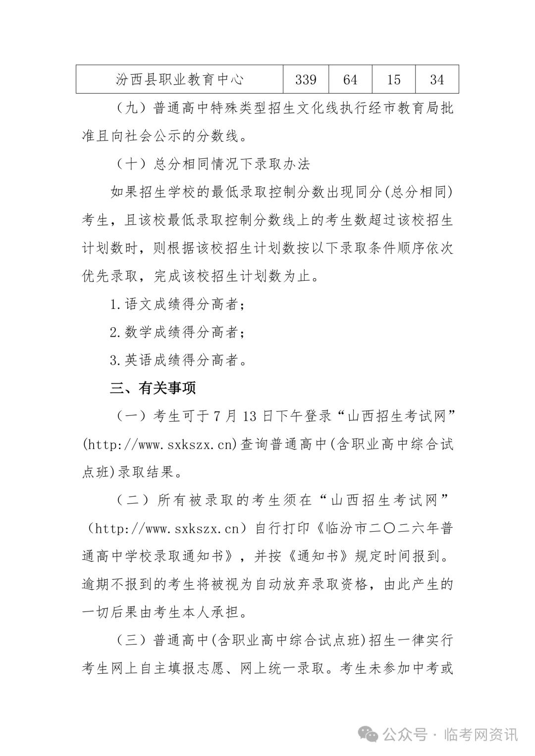 临汾市2026年中考录取分数线公布!!-第8张图片-四季读书网