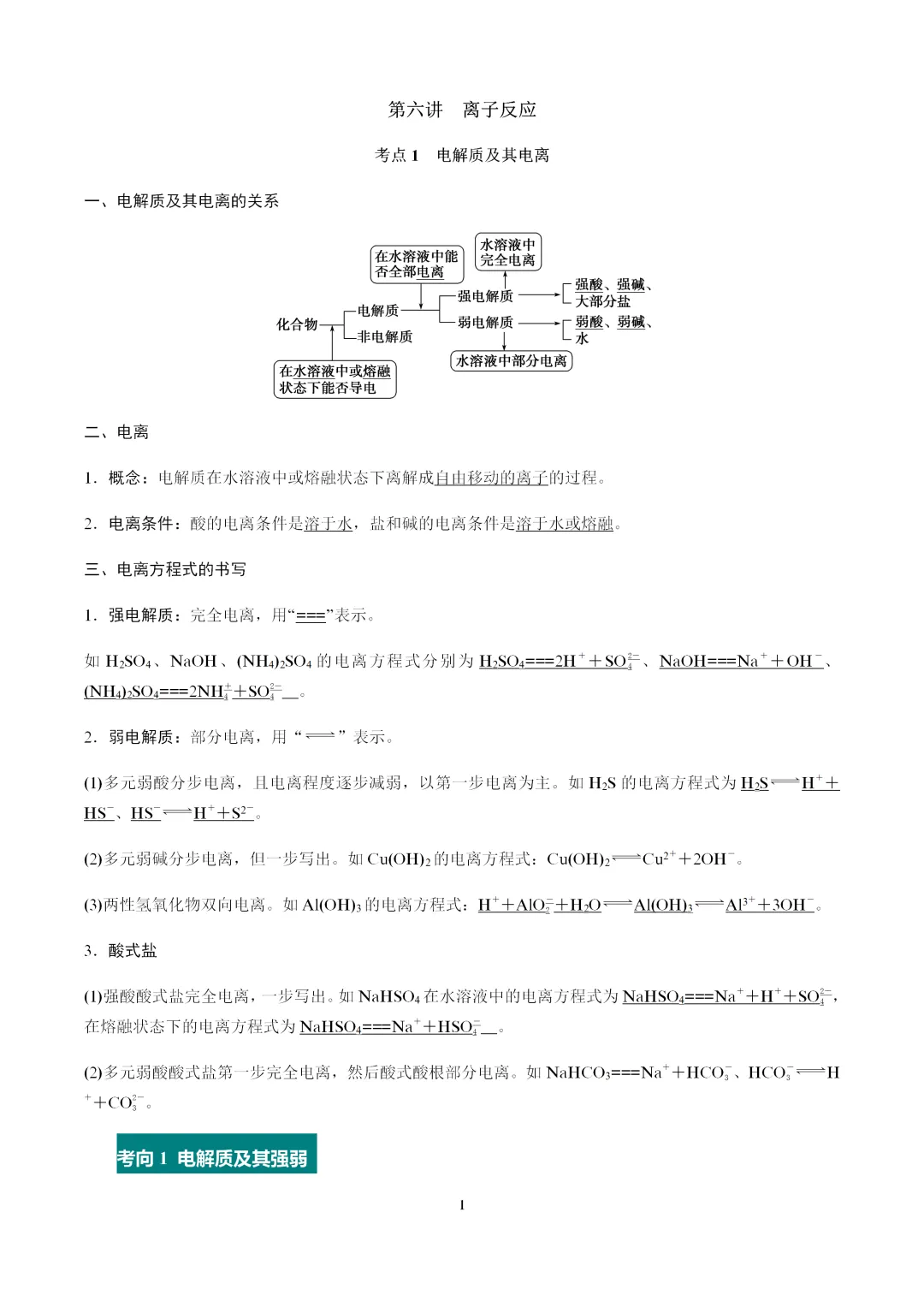 【试卷速递】2027届高三化学一轮复习讲义 第6讲 离子反应(答案+解析)-第2张图片-四季读书网 【试卷速递】2027届高三化学一轮复习讲义 第6讲 离子反应(答案+解析)-第2张图片-四季读书网