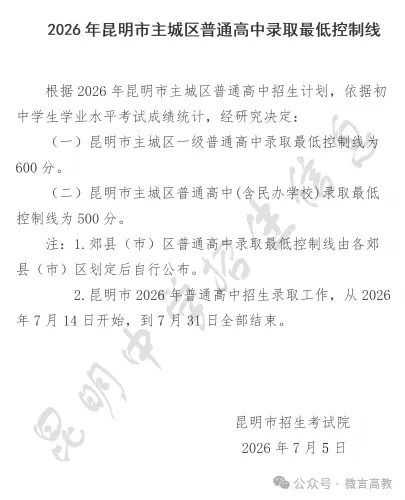 中考录取查询|2026年昆明中考录取日程安排!-第11张图片-四季读书网