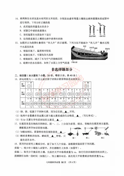 2026年6月绍兴市嵊州市七下期末科学试卷及答案-第3张图片-四季读书网 2026年6月绍兴市嵊州市七下期末科学试卷及答案-第3张图片-四季读书网