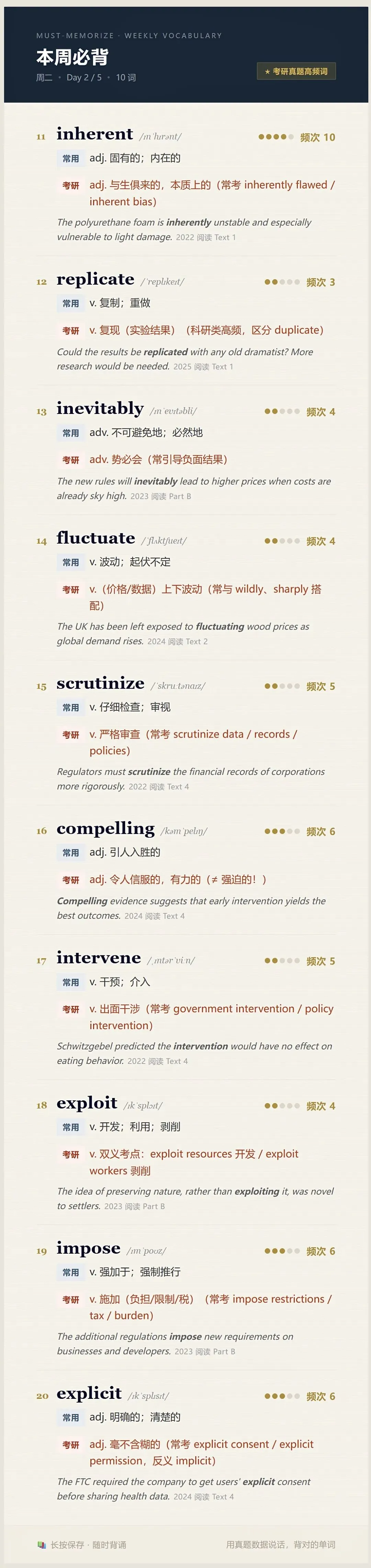 【本周必背】01期:近五年考研英语真题中的50个核心词-第3张图片-四季读书网 【本周必背】01期:近五年考研英语真题中的50个核心词-第3张图片-四季读书网