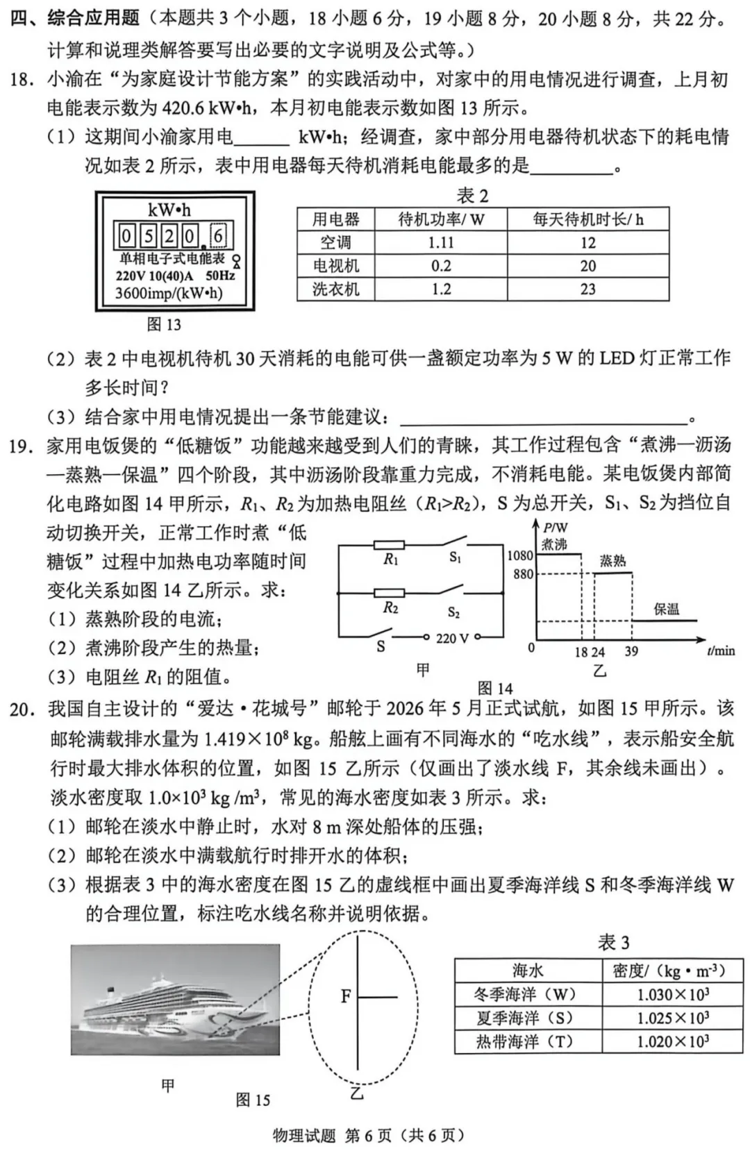 【中考真题】2026年初中学业水平考试物理 重庆卷(附参考答案)-第7张图片-四季读书网 【中考真题】2026年初中学业水平考试物理 重庆卷(附参考答案)-第7张图片-四季读书网