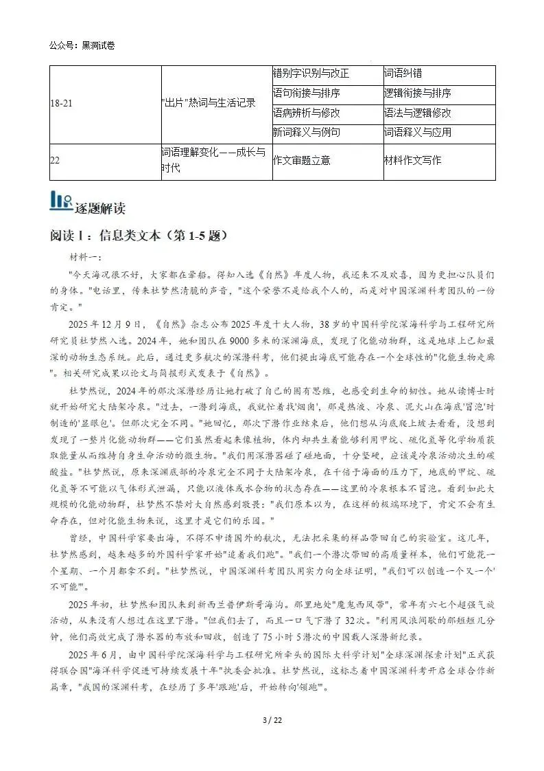 2026年高考语文真题完全解读·试卷总评·考情分析·复习策略(全国I卷)-第2张图片-四季读书网 2026年高考语文真题完全解读·试卷总评·考情分析·复习策略(全国I卷)-第2张图片-四季读书网
