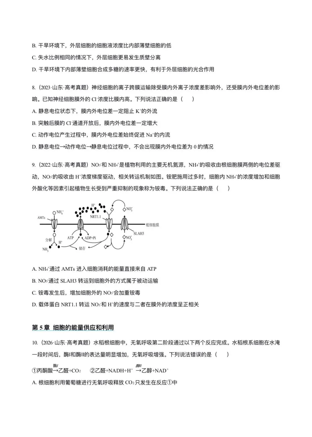 河北省近5年高考生物真题汇编-必修1分子与细胞(含题目和解析)-第3张图片-四季读书网 河北省近5年高考生物真题汇编-必修1分子与细胞(含题目和解析)-第3张图片-四季读书网