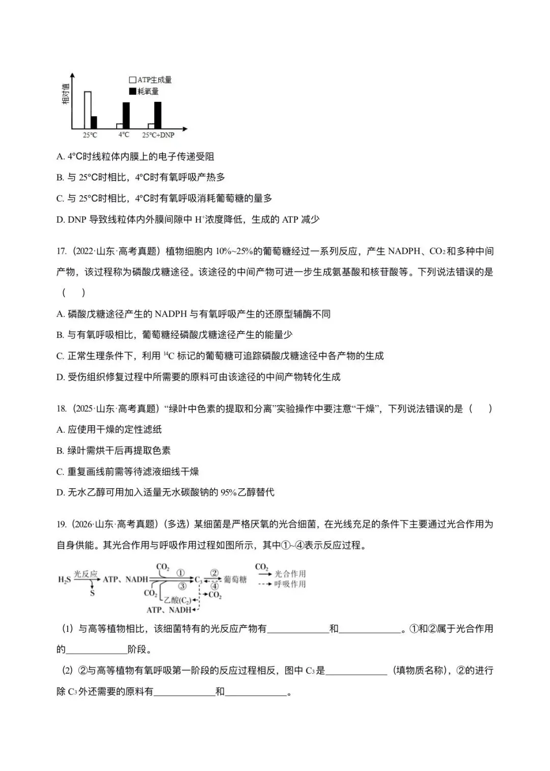 河北省近5年高考生物真题汇编-必修1分子与细胞(含题目和解析)-第6张图片-四季读书网 河北省近5年高考生物真题汇编-必修1分子与细胞(含题目和解析)-第6张图片-四季读书网