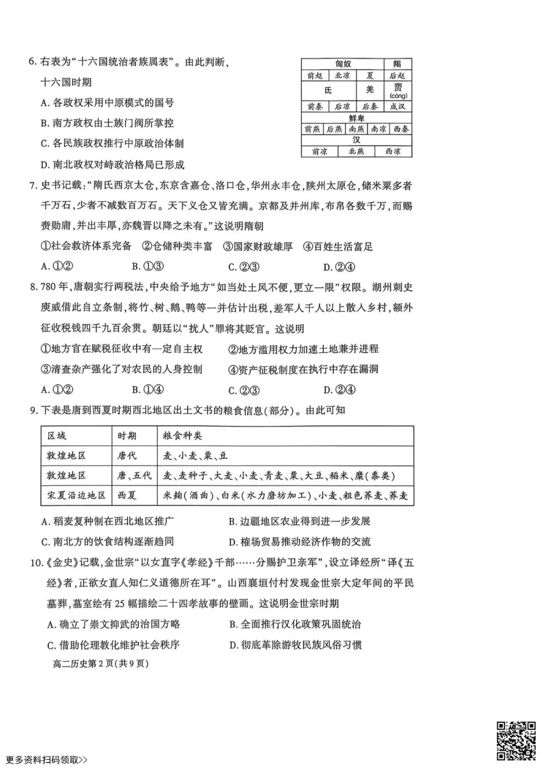 2026北京大兴高二(下)期末历史试卷(含答案)-第2张图片-四季读书网 2026北京大兴高二(下)期末历史试卷(含答案)-第2张图片-四季读书网