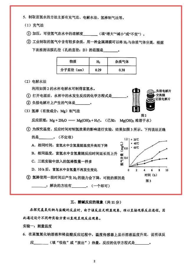 富氢水登上上海初三化学一模试卷,氢健康不再是商业噱头,而是写进考场、被教育体系认可的硬核科学知识.-第2张图片-四季读书网