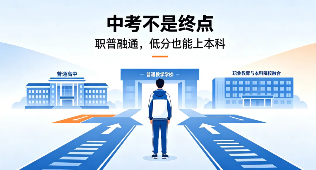 中考不是终点!2026职普融通新政,低分也能拿全日制本科-第2张图片-四季读书网