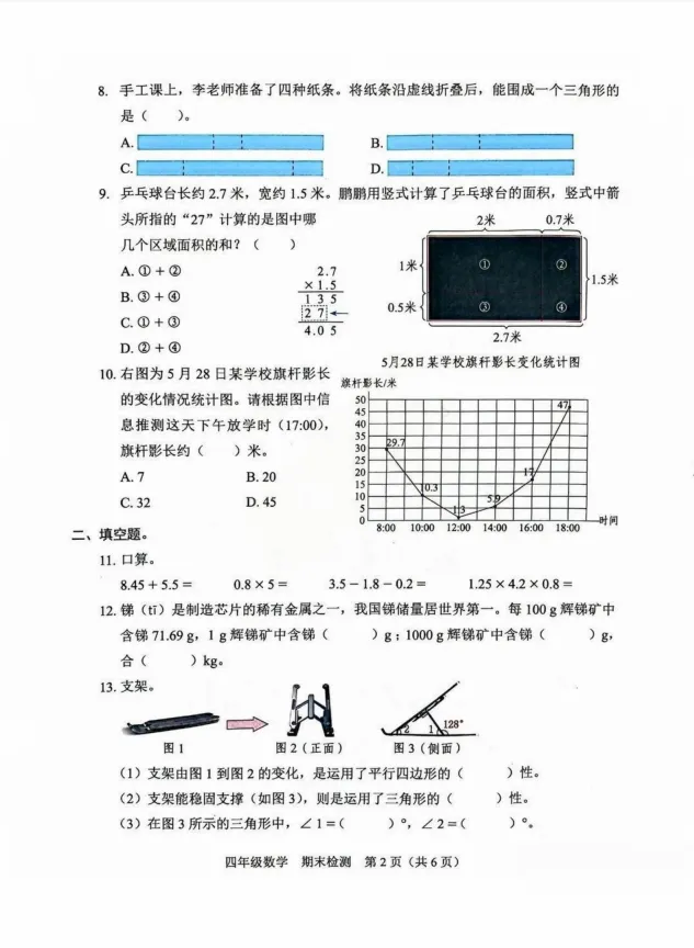 2026福田区四下数学期末考试试卷-第2张图片-四季读书网