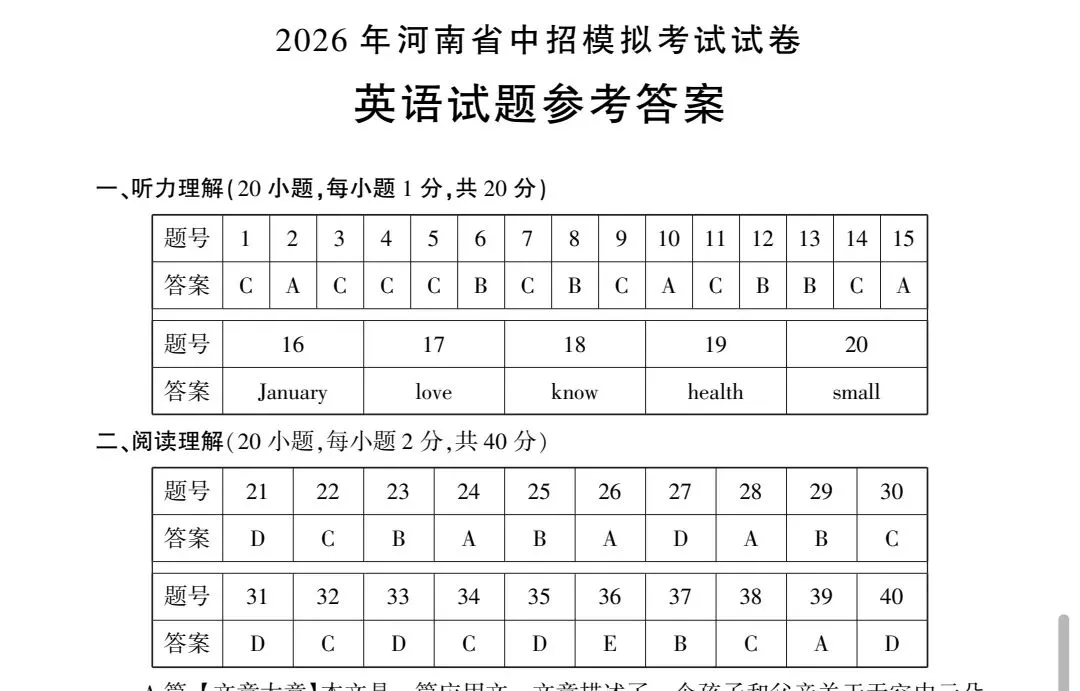 真题分享:2026信阳市二模英语试卷及答案-第11张图片-四季读书网
