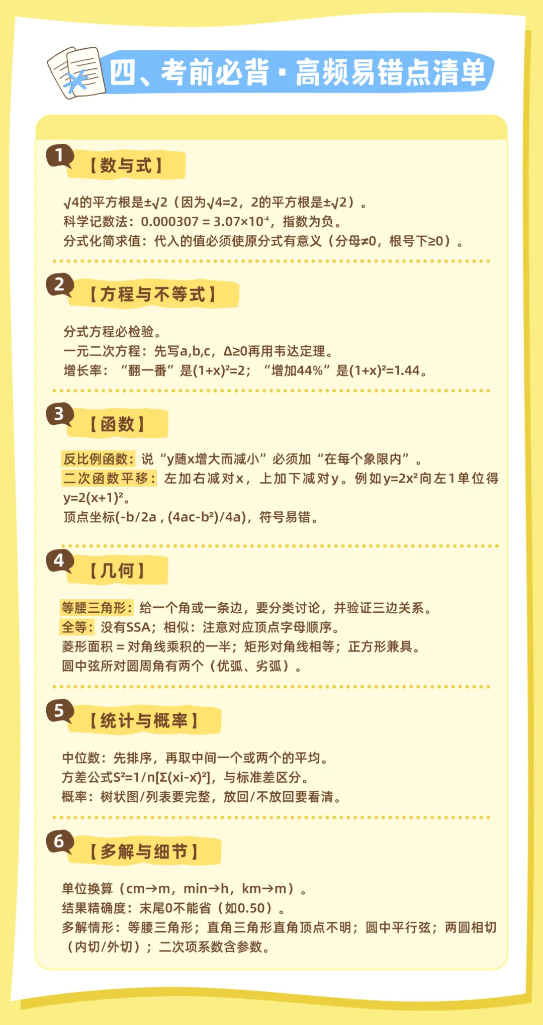 考前救命指南!青岛中考数学易错清单+最后两天复习规划-第4张图片-四季读书网
