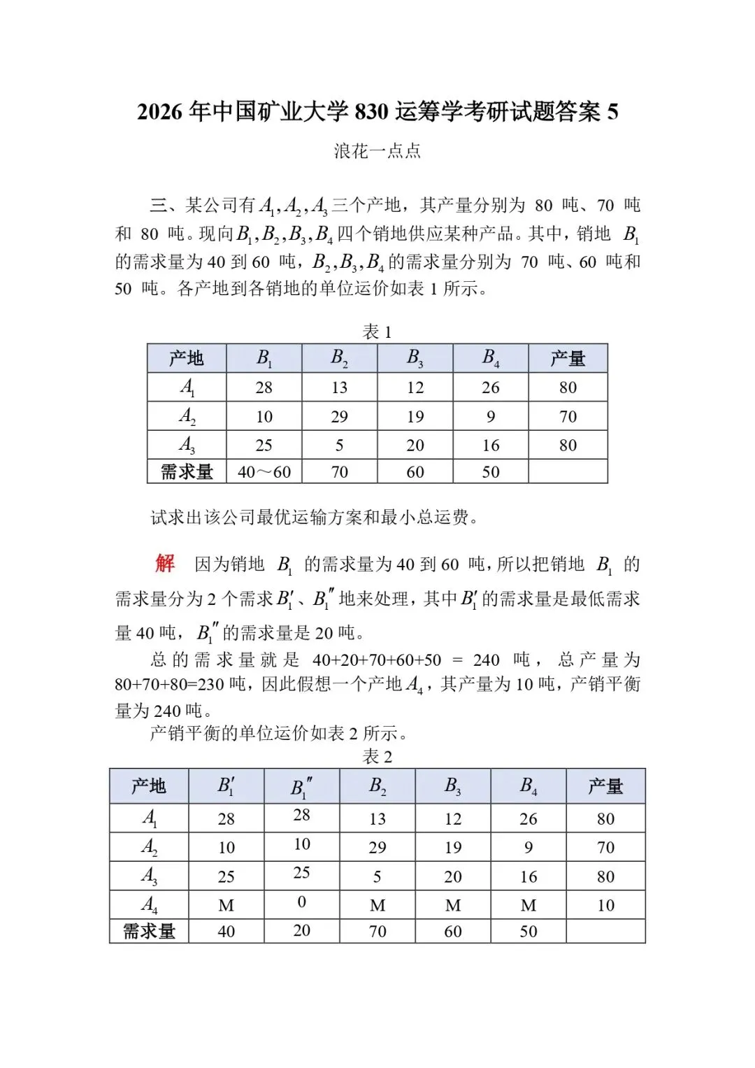 2026年中国矿业大学830运筹学考研试题答案5-第1张图片-四季读书网 2026年中国矿业大学830运筹学考研试题答案5-第1张图片-四季读书网