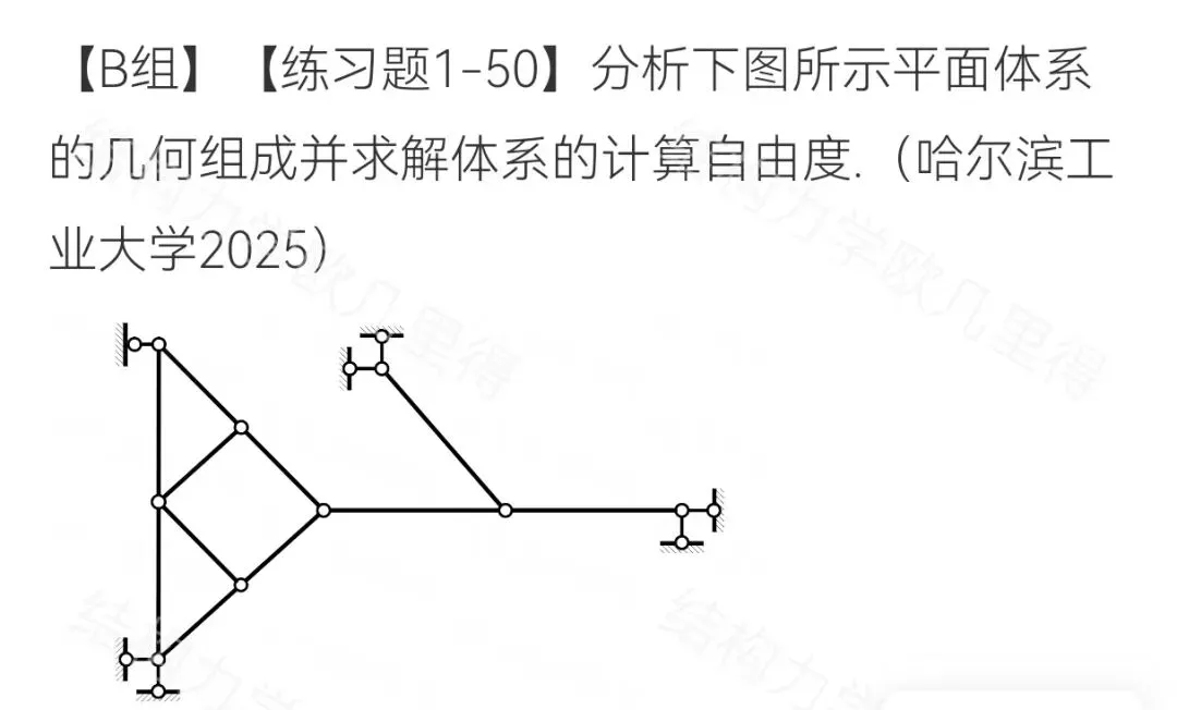 27考研结构力学每日一题(0719)| 求计算自由度-哈尔滨工业大学2025年-选自2027版《结构力学复习全书》-第2张图片-四季读书网 27考研结构力学每日一题(0719)| 求计算自由度-哈尔滨工业大学2025年-选自2027版《结构力学复习全书》-第2张图片-四季读书网