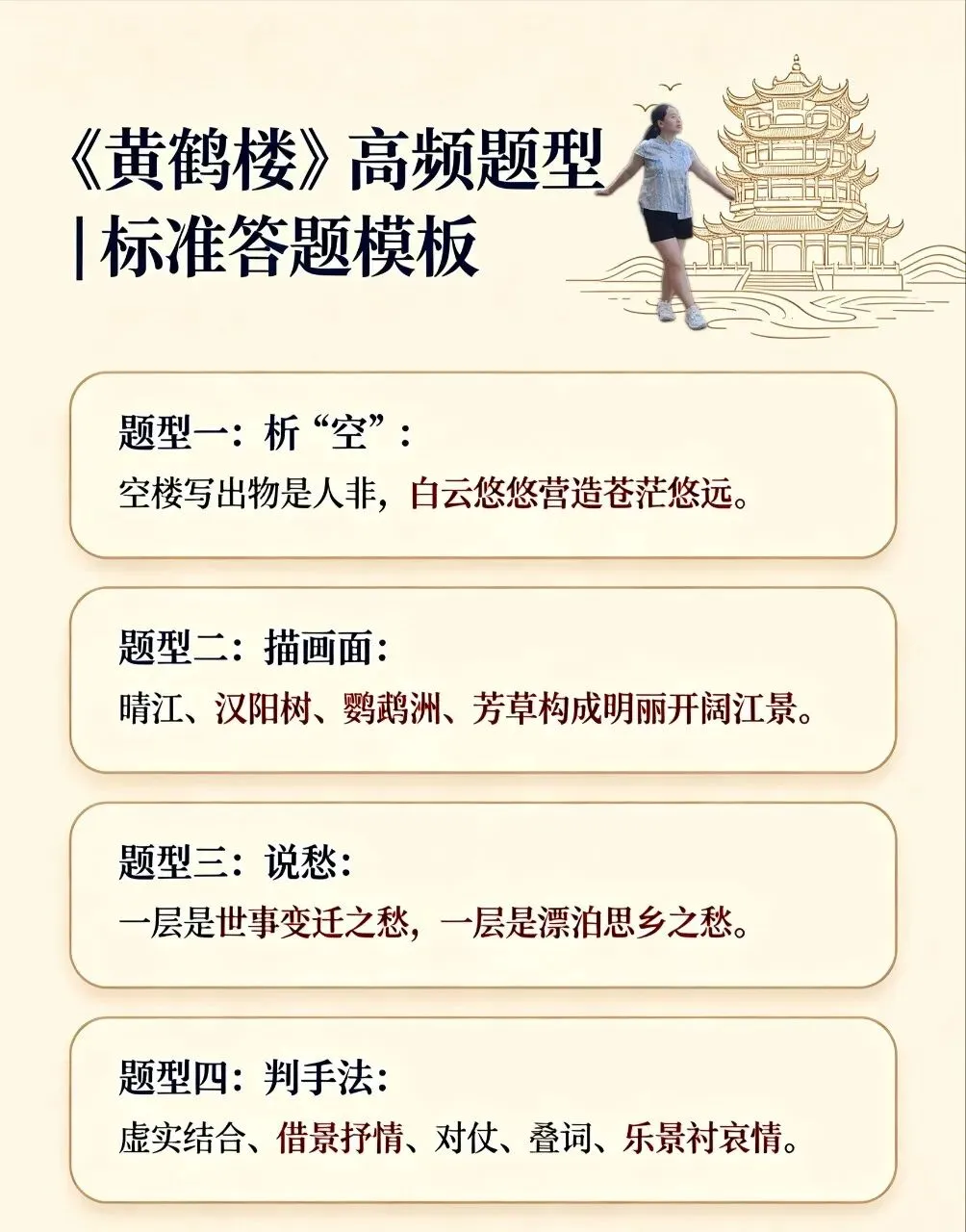 中考必考《黄鹤楼》完整考点汇总|原文、译文、赏析、答题模板-第2张图片-四季读书网