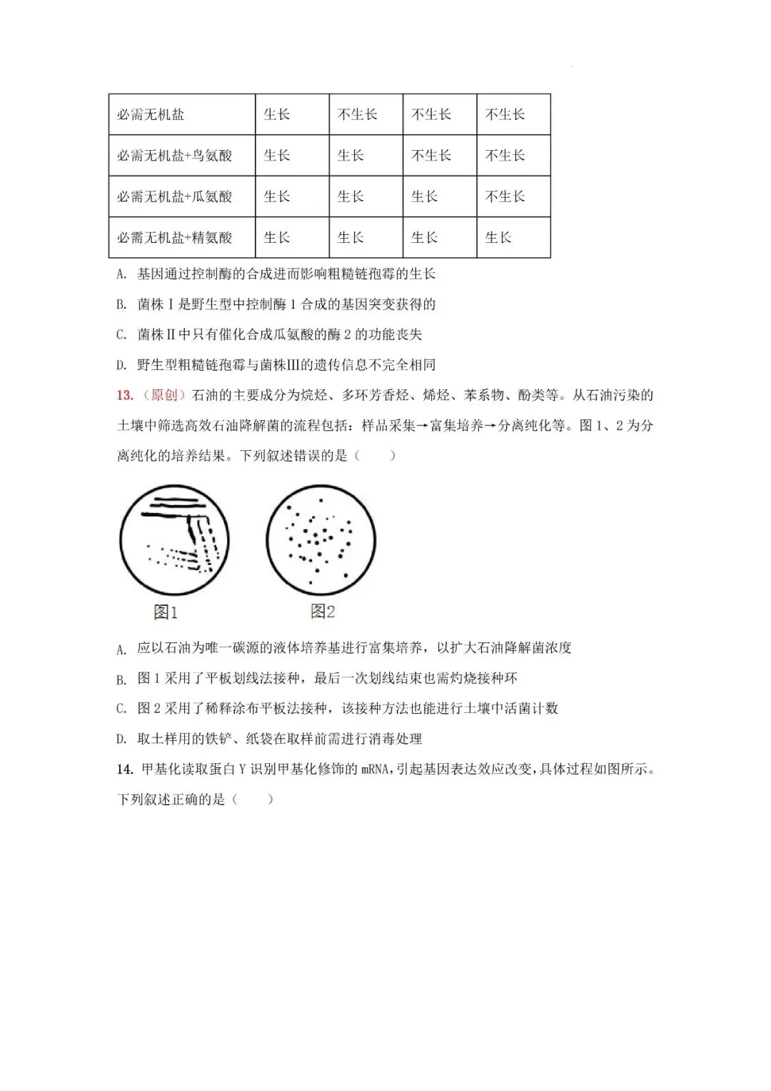 2026年辽宁高三模拟考试生物试题(二)-第5张图片-四季读书网