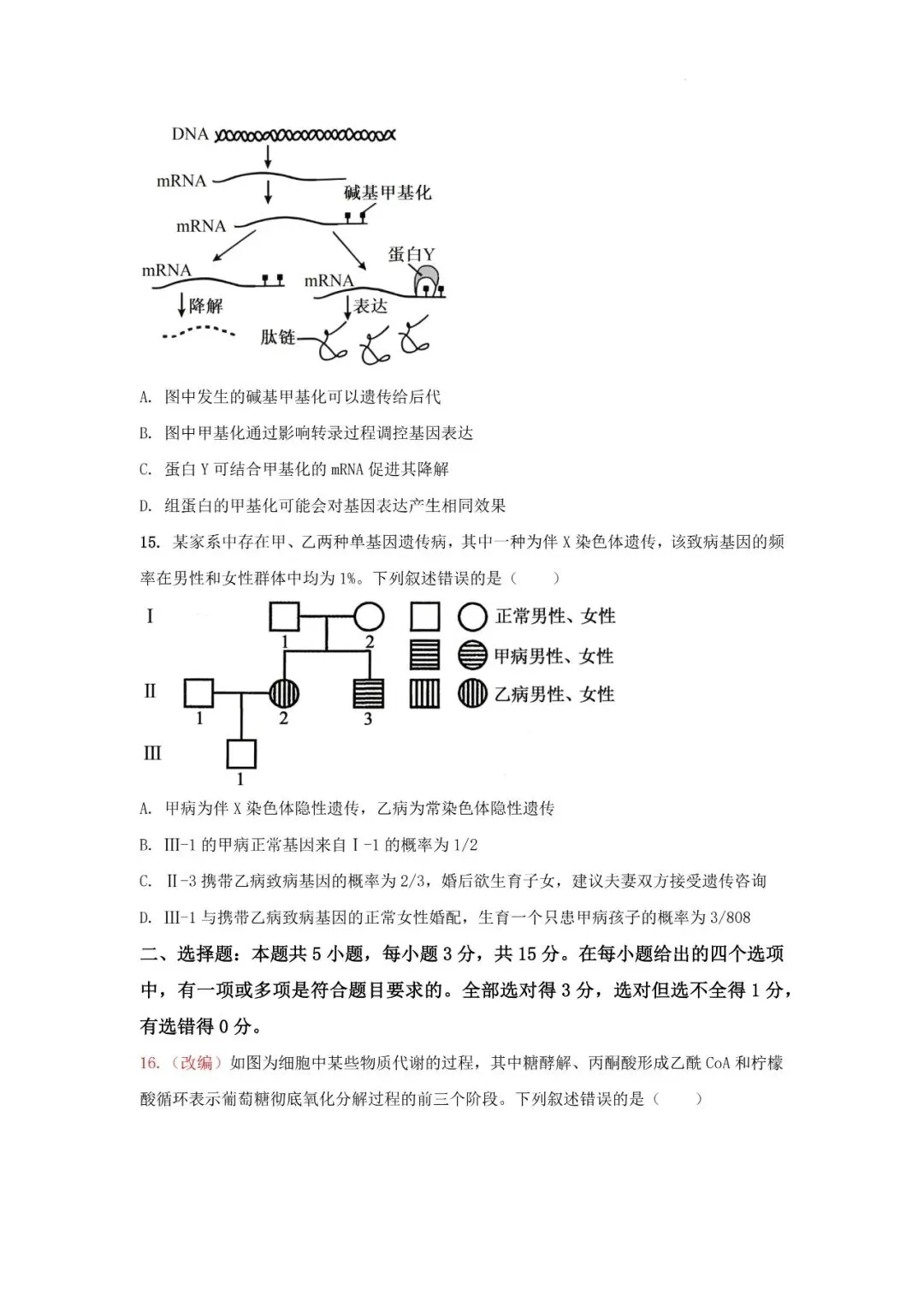 2026年辽宁高三模拟考试生物试题(二)-第6张图片-四季读书网