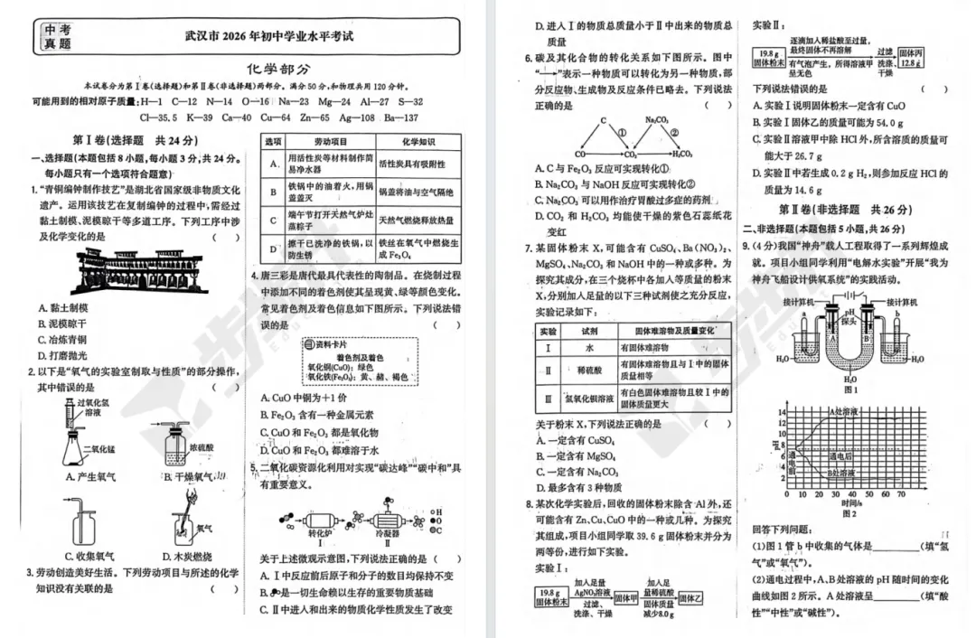2026武汉中考数学、物理、化学等科目试卷真题出炉!-第7张图片-四季读书网 2026武汉中考数学、物理、化学等科目试卷真题出炉!-第7张图片-四季读书网
