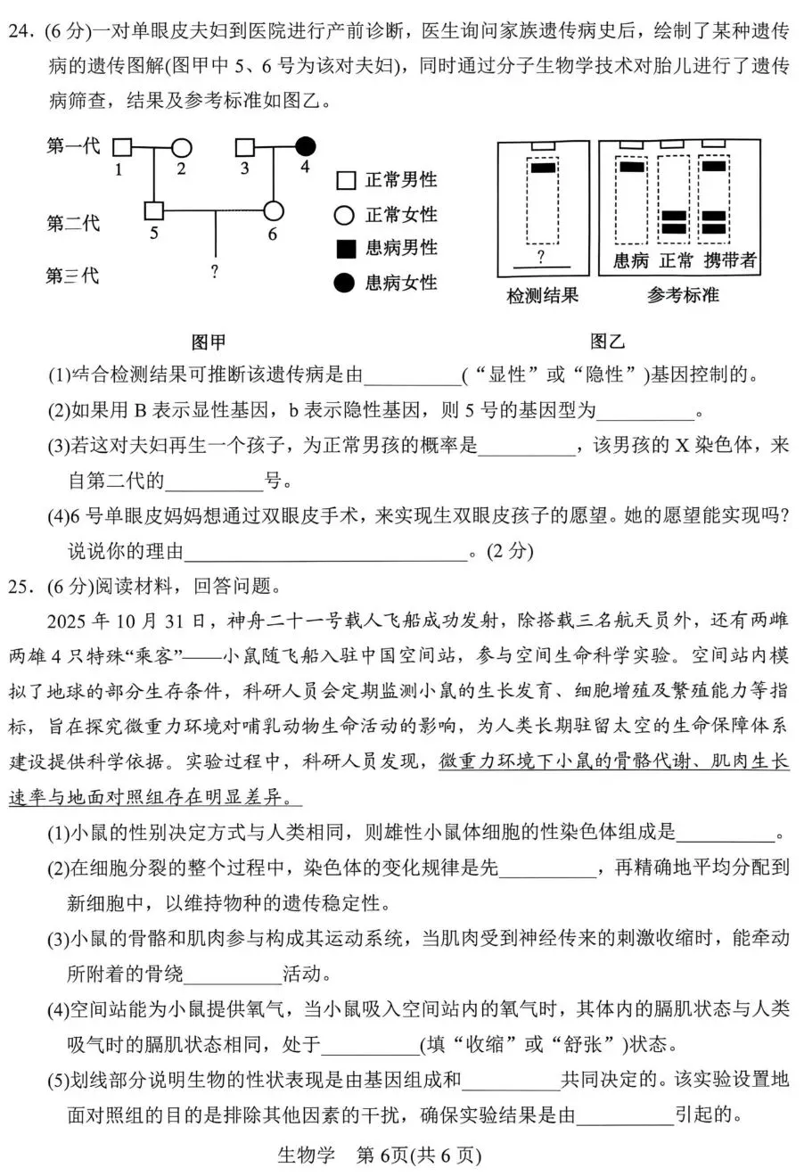 中考试卷:2026年河南省南阳市初中学业水平测试生物试卷+参考答案-第7张图片-四季读书网 中考试卷:2026年河南省南阳市初中学业水平测试生物试卷+参考答案-第7张图片-四季读书网