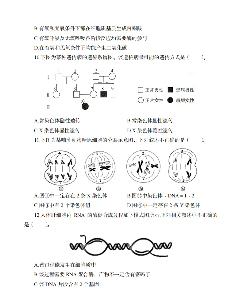 26下教资笔试高中生物科目三历年真题汇总含答案解析可打印-第9张图片-四季读书网 26下教资笔试高中生物科目三历年真题汇总含答案解析可打印-第9张图片-四季读书网