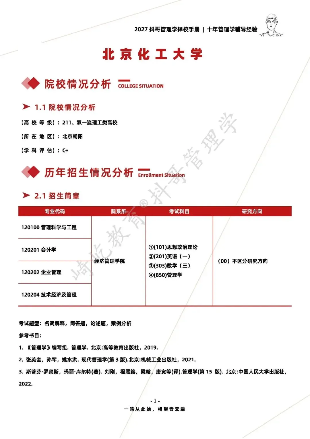 【27/28考研】北京化工大学850管理学考研|初试招生简章|近三年录取数据、分数线|难度评估|复试比例|资料讲义-第3张图片-四季读书网 【27/28考研】北京化工大学850管理学考研|初试招生简章|近三年录取数据、分数线|难度评估|复试比例|资料讲义-第3张图片-四季读书网