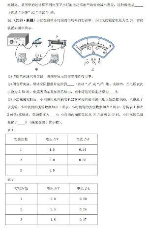 试卷 | 初中中考物理2025年真题专项综合检测卷 —— 测量电功率-第2张图片-四季读书网