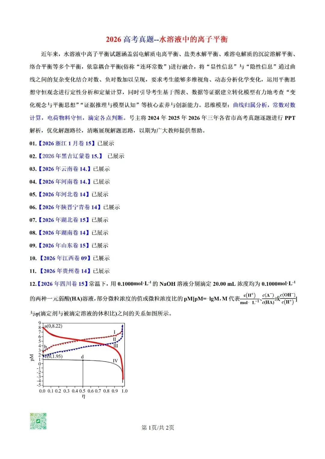 2026高考真题-水溶液中的离子平衡PPT解析12--四川卷T15-第10张图片-四季读书网