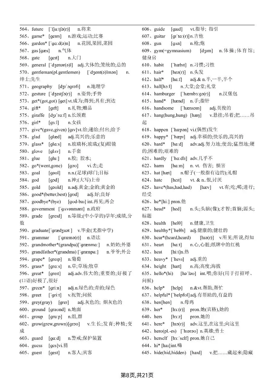 【中考英语】初中新课程中考英语1600词汇背诵版-第9张图片-四季读书网