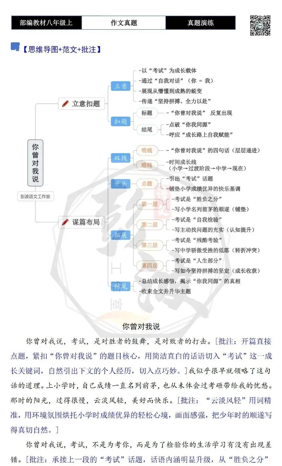 【作文-真题演练】八年级上-50-你曾对我说+解析+范文批注指导-第6张图片-四季读书网 【作文-真题演练】八年级上-50-你曾对我说+解析+范文批注指导-第6张图片-四季读书网