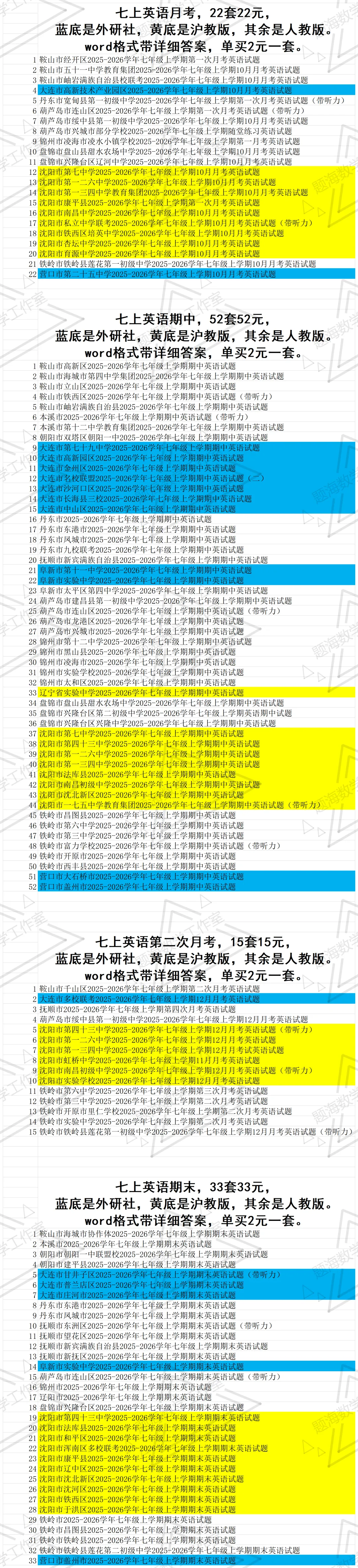 2627学年七年级上学期省内真题目录-第3张图片-四季读书网