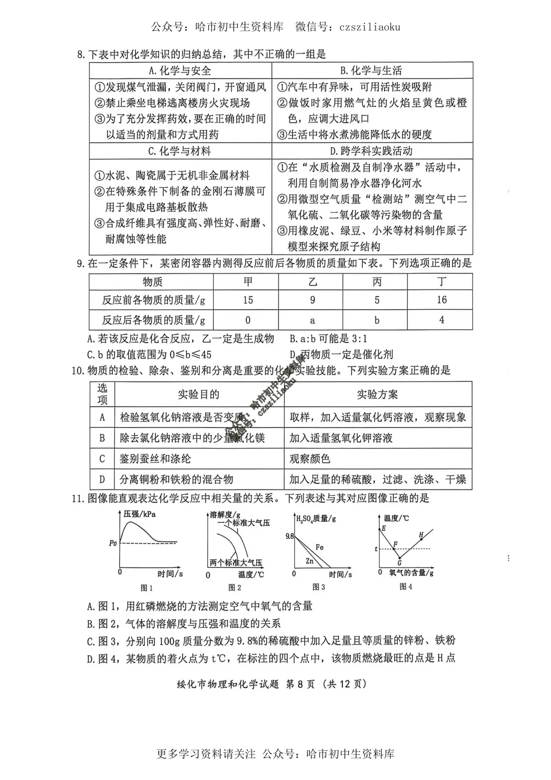 2026绥化市中考真题·化学试卷+答案-第3张图片-四季读书网 2026绥化市中考真题·化学试卷+答案-第3张图片-四季读书网