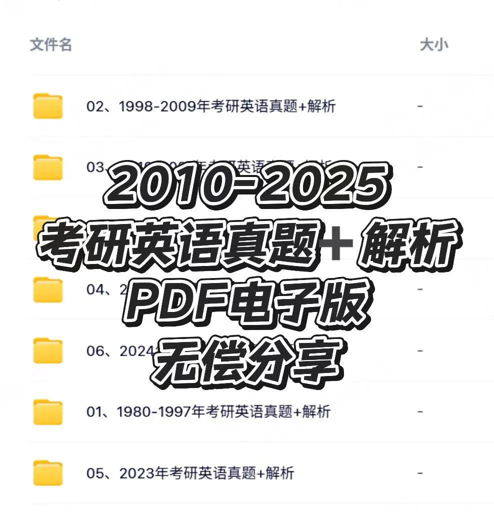 📚考研英语真题 +解析（2010—2025）无偿