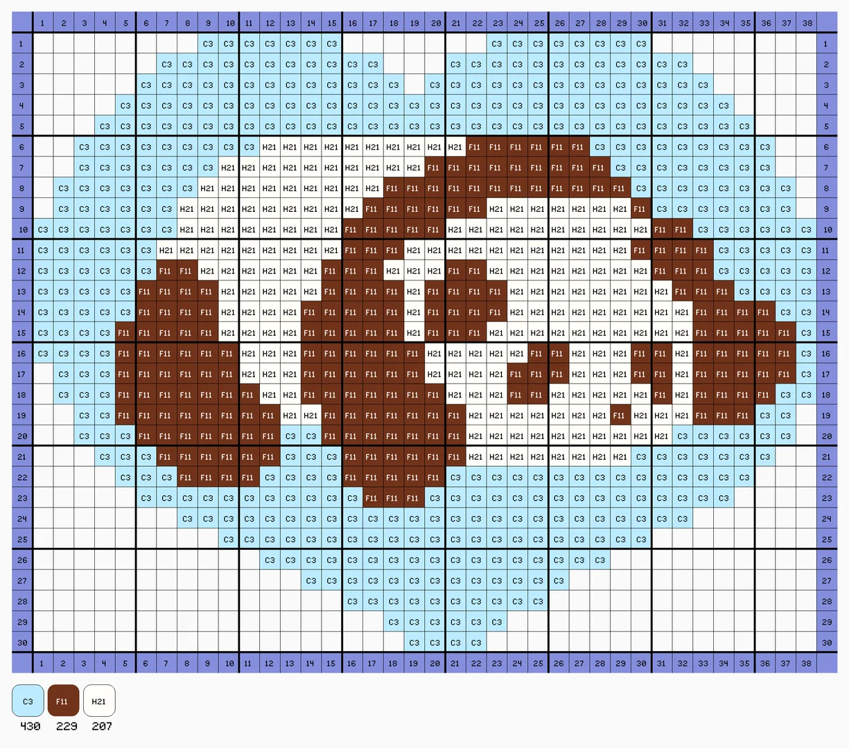 拼贴画｜拼豆图纸(附色号)